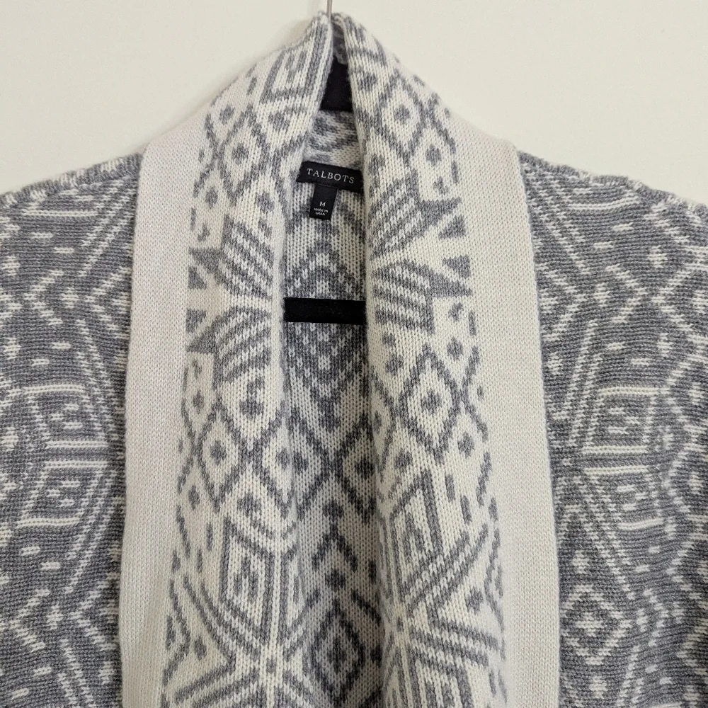 New Talbot's‎ Wool Cashmere Blend Open Front Nordic Cardigan Size M
